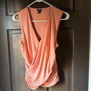 Express Coral Sleeveless Drape Blouse
